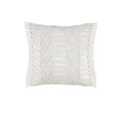 Ox Bay Hand-Woven White Diamond Resistant Polyester Pillow Cover