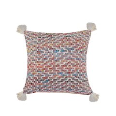 Ox Bay Hand-Woven Red/Multicolored Geometric Cotton Blend Pillow Cover