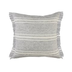 Ox Bay Hand-Woven Gray/White Stripe Resistant Polyester Pillow Cover