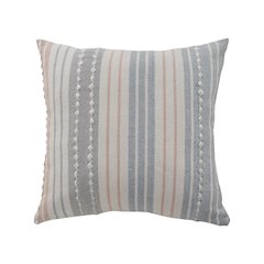 Ox Bay Hand-Woven Gray/White Stripe Resistant Polyester Pillow Cover