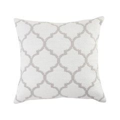 Ox Bay Hand-Woven White/Grey Trellis Resistant Polyester Pillow Cover