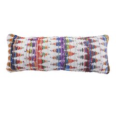 Ox Bay Hand-Woven White/Multicolored Geometric Cotton Blend Pillow Cover