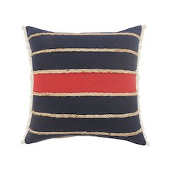 Ox Bay Red/Navy Stripe Cotton Blend Pillow Cover
