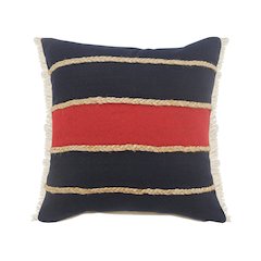 Ox Bay Red/Navy Stripe Cotton Blend Pillow Cover