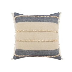 Ox Bay Blue/Tan Stripe Cotton Blend Pillow Cover