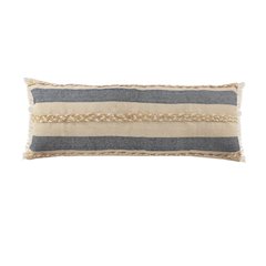 Ox Bay Blue/Tan Stripe Cotton Blend Pillow Cover