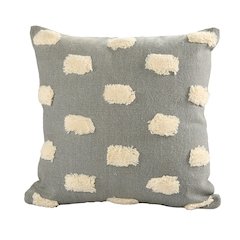 Ox Bay Hand-Woven Gray/Cream Dot All-Natural Cotton Pillow Cover
