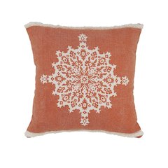 Ox Bay Hand-Woven Orange/White Medallion All-Natural Cotton Pillow Cover