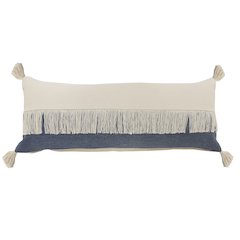 Ox Bay Blue/White Color Block All-Natural Cotton Pillow Cover