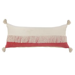 Ox Bay Red/White Color Block All-Natural Cotton Pillow Cover