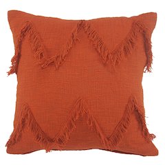 Solid Cinnamon Chevron Shag Throw Pillow