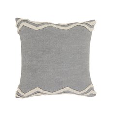 Ox Bay Gray/Cream Bordered All-Natural Cotton Pillow Cover