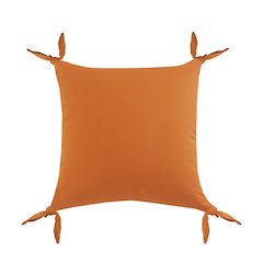 Solid Orange Corner Tie Throw Pillow