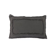 Ox Bay Gray Bordered All-Natural Cotton Pillow Cover