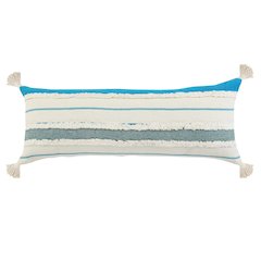 Ox Bay Hand-stitched White/Blue Stripe All-Natural Cotton Pillow Cover