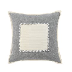 Ox Bay Hand-stitched Gray/White Bordered All-Natural Cotton Pillow Cover