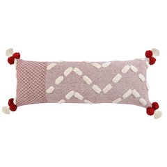 Heute Red Zeal Pom Lumbar Throw Pillow
