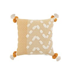 Ox Bay Hand-stitched Yellow/White Geometric All-Natural Cotton Pillow Cover