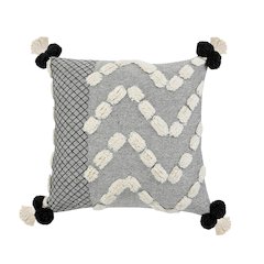 Ox Bay Hand-stitched Gray/White Geometric All-Natural Cotton Pillow Cover