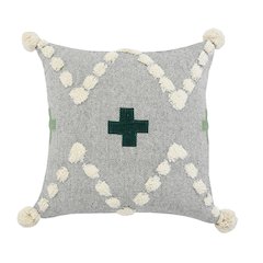 Ox Bay Hand-stitched Gray/Green Geometric All-Natural Cotton Pillow Cover