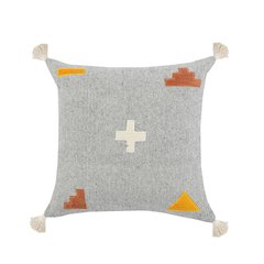 Ox Bay Hand-stitched Gray/Orange Geometric All-Natural Cotton Pillow Cover