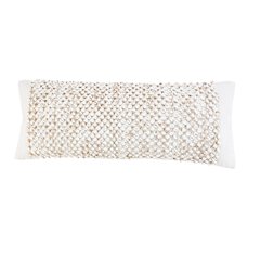 Ox Bay Hand-Woven White/Tan Color Block Cotton Blend Pillow Cover