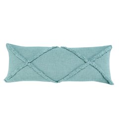Ox Bay Hand-Woven Aqua Blue Diamond All-Natural Cotton  Pillow Cover
