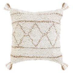 Ox Bay Hand-Woven White/Brown Diamond Cotton Blend Pillow Cover