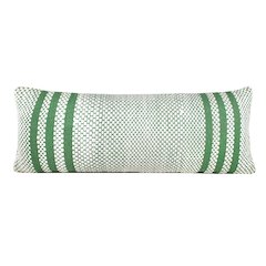 Ox Bay Hand-Woven Green/White Stripe Cotton Blend Pillow Cover