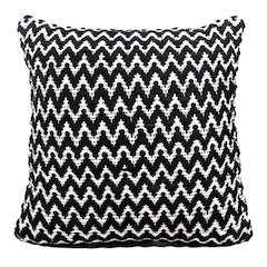 Ox Bay Hand-Woven Black/White Chevron Cotton Blend Pillow Cover
