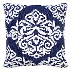Ox Bay Machine-Made Blue/White Medallion Cotton Blend Pillow Cover