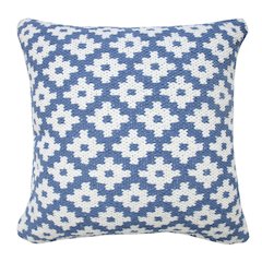 Ox Bay Machine-Made Blue/White Diamond Cotton Blend Pillow Cover