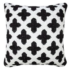 Ox Bay Machine-Made White/Black Trellis Cotton Blend Pillow Cover