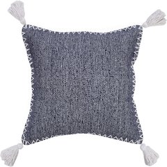 Ox Bay Hand-Woven Blue/White Solid All-Natural Cotton Pillow Cover