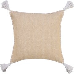 Ox Bay Hand-Woven Tan/White Solid All-Natural Cotton Pillow Cover
