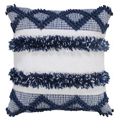 Ox Bay Hand-Woven Blue/White Stripe Resistant Polyester Pillow Cover