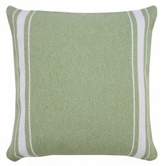 Ox Bay Hand-Woven Green/White Stripe All-Natural Cotton Pillow Cover