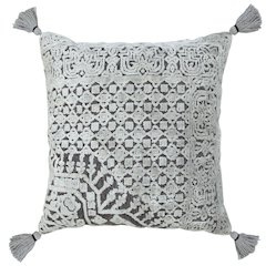 Gray Traditional Textured Geometric Throw Pillow