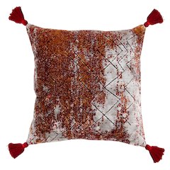 Red and Silver Traditional Textured Embers Throw Pillow