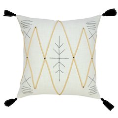 Ox Bay Hand-Woven White/Black Geometric All-Natural Cotton  Pillow Cover