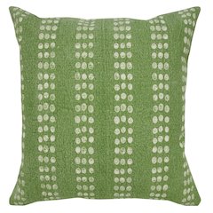 Evette Rios Jubilee Polka Dot Stripe Stonewashed Cotton Throw Pillow, Green