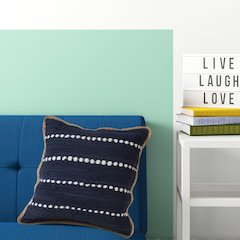 Ox Bay Hand-Woven Blue/White Bordered Cotton Blend  Pillow Cover