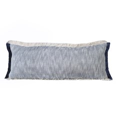 Ox Bay Hand-Woven Blue/White Distressed All-Natural Cotton Pillow Cover