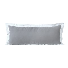 Ox Bay Hand-Woven Gray/White Bordered All-Natural Cotton Pillow Cover