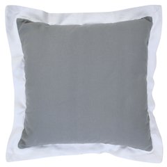 Ox Bay Hand-Woven Gray/White Bordered All-Natural Cotton Pillow Cover