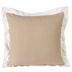 Ox Bay Hand-Woven Tan/White Bordered All-Natural Cotton Pillow Cover
