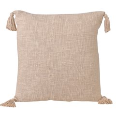 Ox Bay Hand-Woven Tan/Beige Solid All-Natural Cotton  Pillow Cover