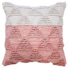 Ox Bay Hand-Woven Pink/White Geometric All-Natural Cotton Pillow Cover