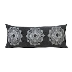 Ox Bay Hand-Woven Black/White Medallion All-Natural Cotton  Pillow Cover