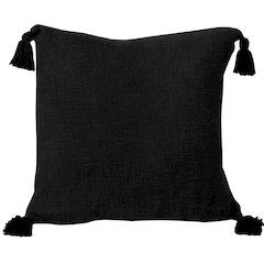Ox Bay Hand-Woven Black Solid All-Natural Cotton  Pillow Cover